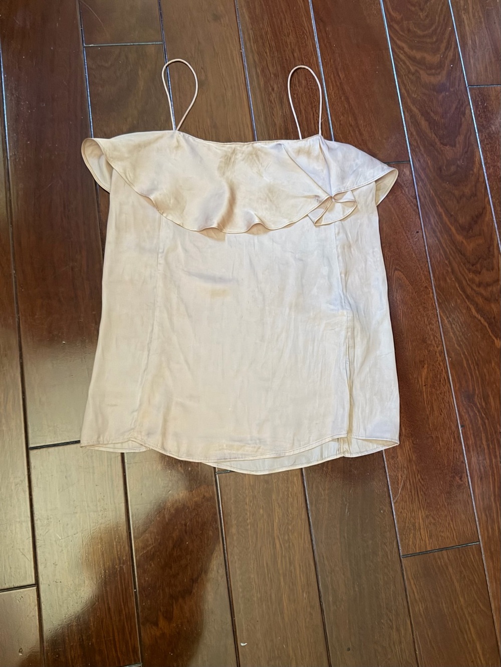 Zara Cream Ruffle Spaghetti Strap Camisole